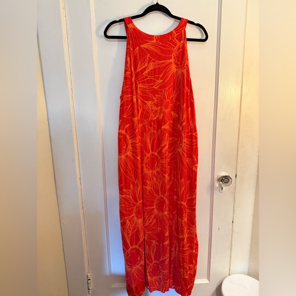 Market & Spruce Red & Orange Print Marsha Maxi Dress 3X